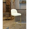 Bromas Airlie Bar Stool Chair, PU Leather Upholstered Armless Design Half-Moon Gold Plated, Cream BR2826235